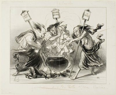 För många kockar förstör buljongen, plansch 129 från Actualités av Honoré Victorin Daumier