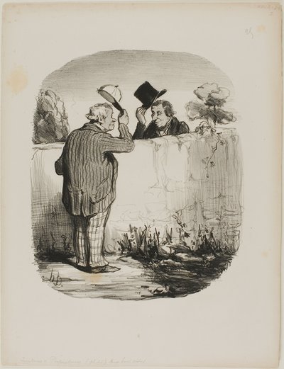 Two Good Neighbors, plansch 25 från Locataires Et Propriétaires av Honoré Victorin Daumier