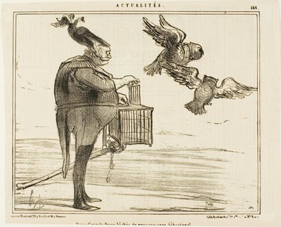 Två storhertigar på väg till Sebastopol, plansch 166 från Actualités av Honoré Victorin Daumier