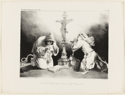 När djävulen blev gammal blev han en eremit, plansch 476 av Honoré Victorin Daumier