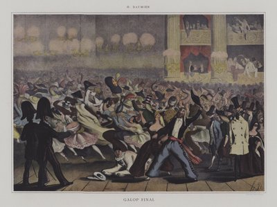 Galopfinal (lito i färg) av Honore (after) Daumier