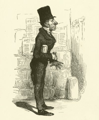 The Petty Lawyer (gravyr) av Honore (after) Daumier