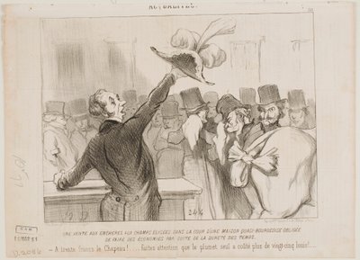 En auktion i ett medelklasshem av Honoré Daumier