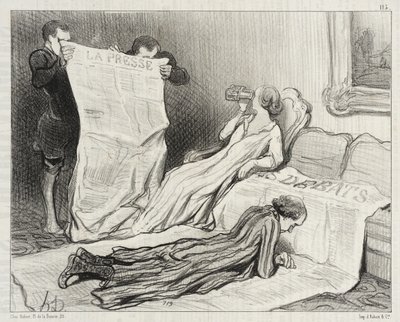 Prenumeranter som får sin tidning... av Honoré Daumier