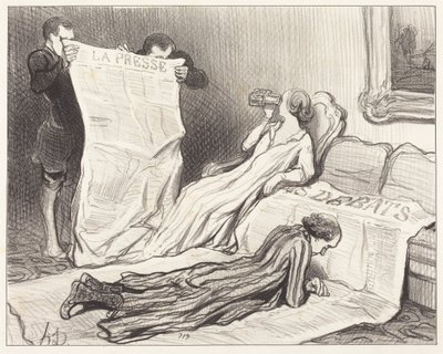 Prenumeranter som får sin tidning... av Honoré Daumier