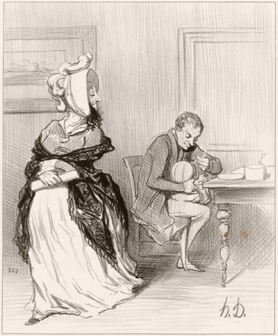 Farväl, min kära, jag ska till mina förläggare... av Honoré Daumier
