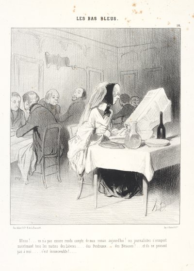 Kom igen!... de har ännu inte recenserat min roman i dag! De här journalisterna sysslar nu varje morgon med harar... rapphöns... morkullor!... och de tänker inte på mig... det är ofattbart! av Honoré Daumier