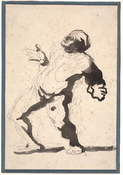 En skådespelare (penna & bläck och tvätt på papper) av Honoré Daumier