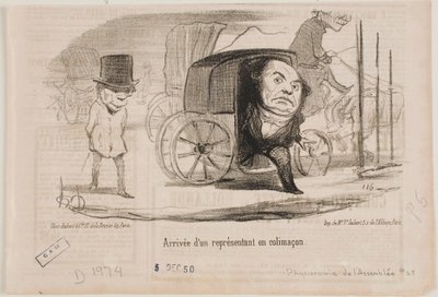 En deputerads ankomst i en vagn, kallad en snigel av Honoré Daumier