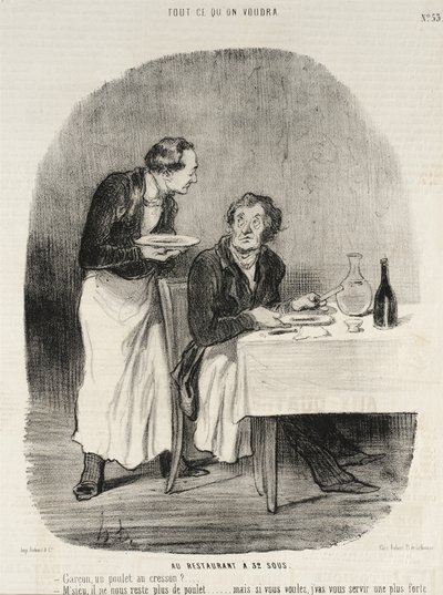 På restaurangen för 32 sous av Honoré Daumier