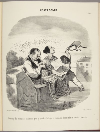 Fördelen med italienska terrasser för att svalka sig i sällskap med en mängd franska kusiner av Honoré Daumier