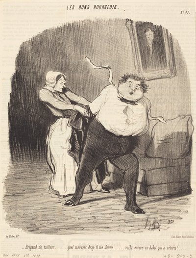 Skräddarrövare... ännu ett plagg... krympt! av Honoré Daumier