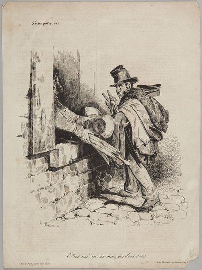 Den är utsliten, den är inte värd två sous, nummer 143 ur serien Politisk serie från Le Charivari av Honoré Daumier