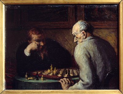 Schackspelare av Honore Daumier (1808-1879) 1800-talet av Honoré Daumier