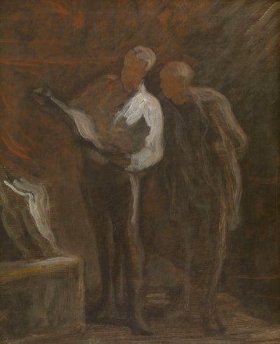 Collecting Engravings, ca 1870-73 (olja på duk) av Honore Daumier