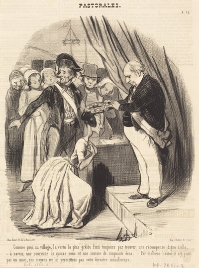 Hur den mest hageldrabbade dygden i byn... av Honoré Daumier
