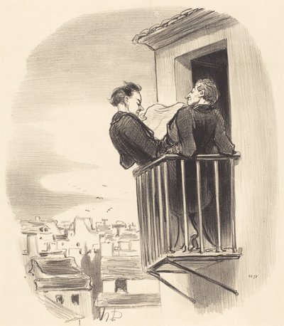 Hur vi förstår den spanska balkongen i Paris av Honoré Daumier