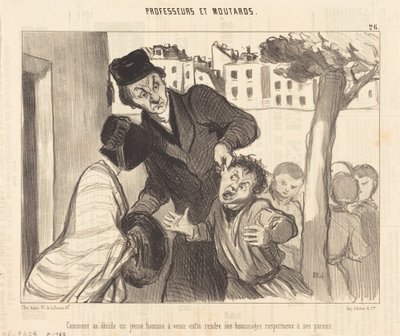 Hur bestämmer man sig för att en ung man ska komma... av Honoré Daumier