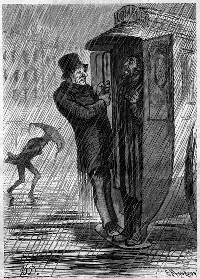 Komplett!!! Tecknad av Honore Daumier (1808-1879). Gravyr i "" Le Monde Illustré"" nr 271 av 21 juni 1862. av Honoré Daumier