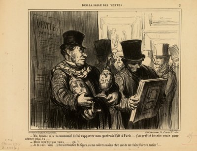 I auktionssalen nr 2: Min fru bad mig att ta med mitt porträtt till henne... av Honoré Daumier