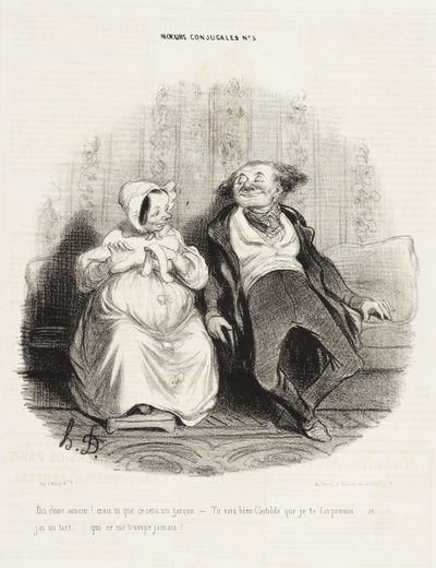 Säg, älskling! Tror du att det blir en pojke? av Honoré Daumier