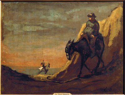 Don Quichote och Sancho Panza (målning på duk) av Honore Daumier