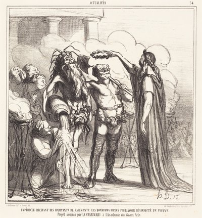 Empedokles tar emot... gudomlig utmärkelse... av Honoré Daumier