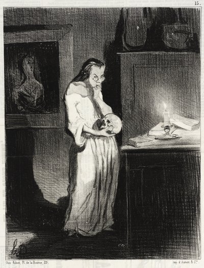 Humanitär kvinnlig författare som ger sig åt mannen... av Honoré Daumier