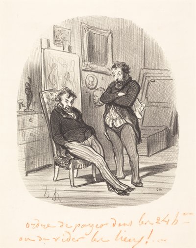 Nackdelen med att skicka en dålig målning... av Honoré Daumier