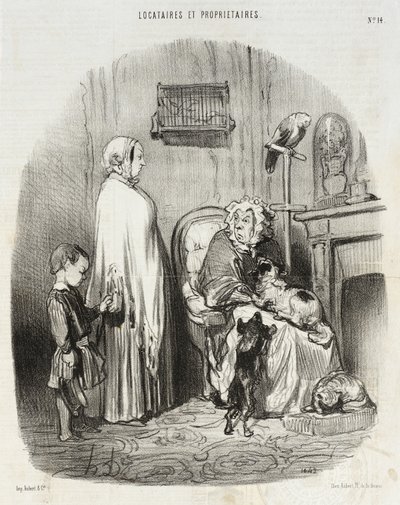 Jag hyr inte ut till folk som har barn!... av Honoré Daumier