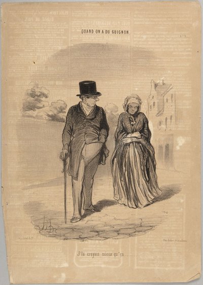 Jag trodde att hon var bättre än så, nummer 9 ur serien När man har otur i Le Charivari av Honoré Daumier