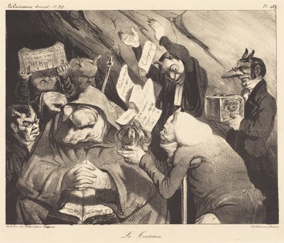 Frestelsen, parodi på en målning av Téniers av Honoré Daumier