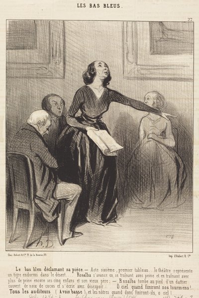 Bas-bleu som framför sitt stycke av Honoré Daumier