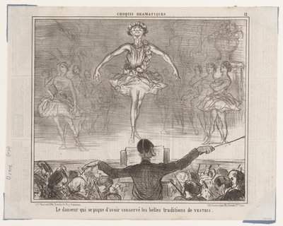 Dansaren som är stolt över sig själv... (Dramatiska skisser), ur Le Charivari av Honoré Daumier