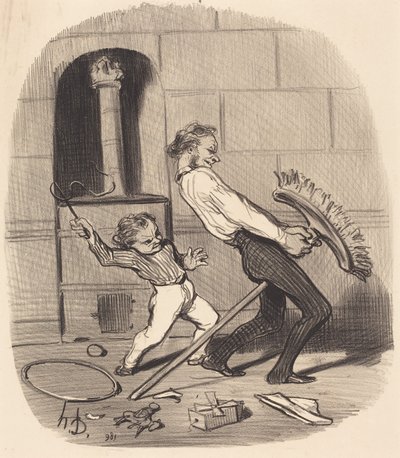 Ridlektion, gymnasiet av Honoré Daumier