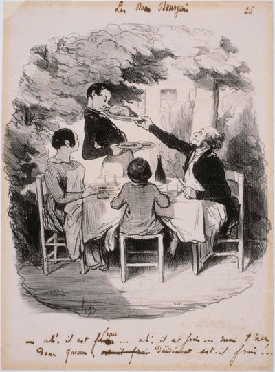 De goda borgarna: Ah! Den är färsk... Men håll i den, pojke av Honoré Daumier