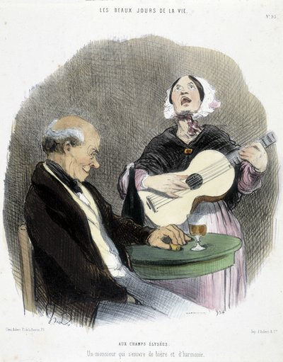 Man som dricker i sällskap med en sångare - i "Les Beaux Days de la vie"" av Honoré Daumier av Honoré Daumier