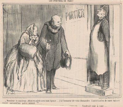 Herr concierge, går på kvällen av Honoré Daumier