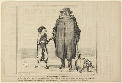 Herr Prudhomme, filantrop, nummer 291 ur serien Actualités från Le Charivari av Honoré Daumier