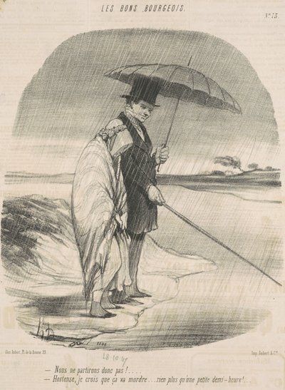 Så vi åker alltså inte! - Hortense, jag tror att det nappar ... Bara en liten halvtimme! av Honoré Daumier