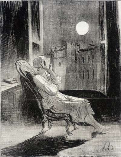 O måne!... inspirera mig i kväll med någon liten tanke... av Honoré Daumier