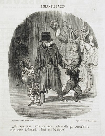 Åh! Pappa, pappa... där är en vacker Polichinelle... av Honoré Daumier