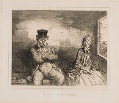 På tåget... Ett trevligt sällskap av Honoré Daumier