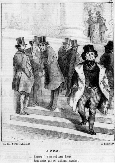 Paris: börsen, av Daumier - i "" Charivari"" av 1845-01-19 av Honoré Daumier