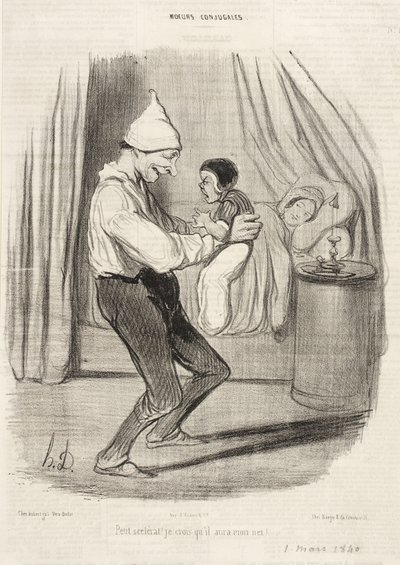 Lilla skurk! Jag tror att han kommer att få min näsa... av Honoré Daumier