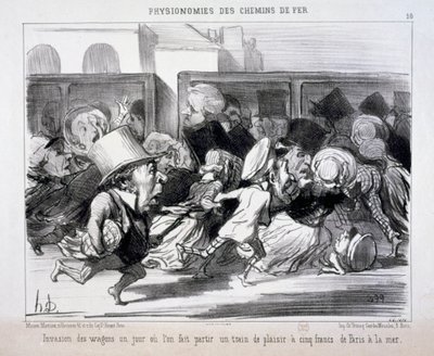 Järnvägarnas fysionomier nr 10: Vagnarnas invasion en dag då man låter avgå... av Honoré Daumier