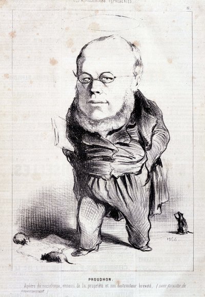 Proudhon, "" socialismens apostel, egendomens fiende och dess patenterade förstörare"" - av Daumier, i "" Charivari"" av 1849-01-06 av Honoré Daumier
