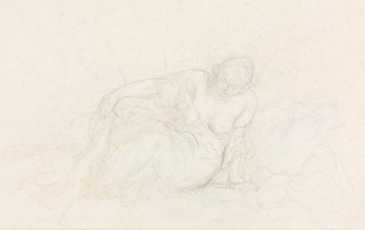 Liggande kvinna lutad på sin arm (verso) av Honoré Daumier