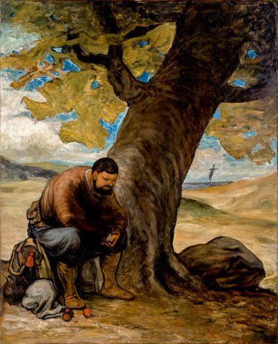 Sancho Pansa, vilar under ett träd av Honoré Daumier
