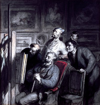 Amatörerna, efter 1862 (krita, w/c bläck & gouache på papper) av Honoré Daumier